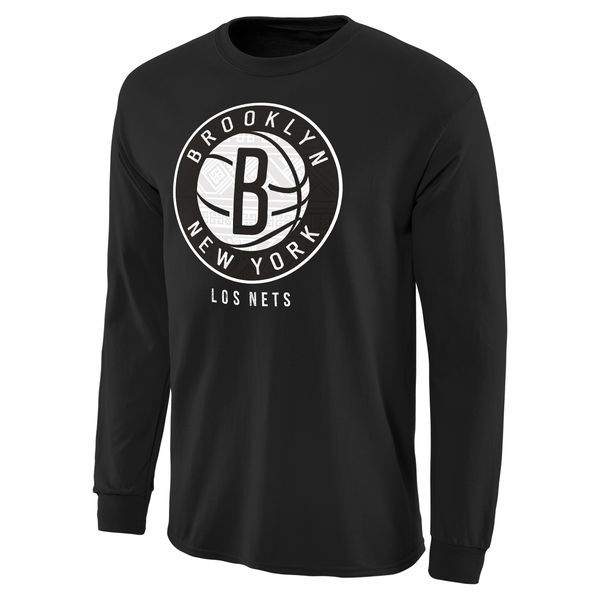 NBA Men Brooklyn Nets Noches Enebea Long Sleeve TShirt Black->mlb t-shirts->Sports Accessory